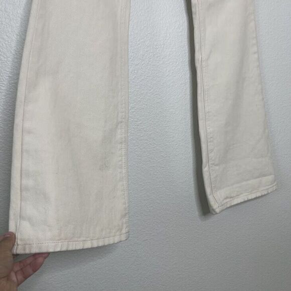 Brandy Melville Jeans Galt Small 26 Flared Cream Bootcut 100% Cotton Denim NEW - Picture 8 of 14